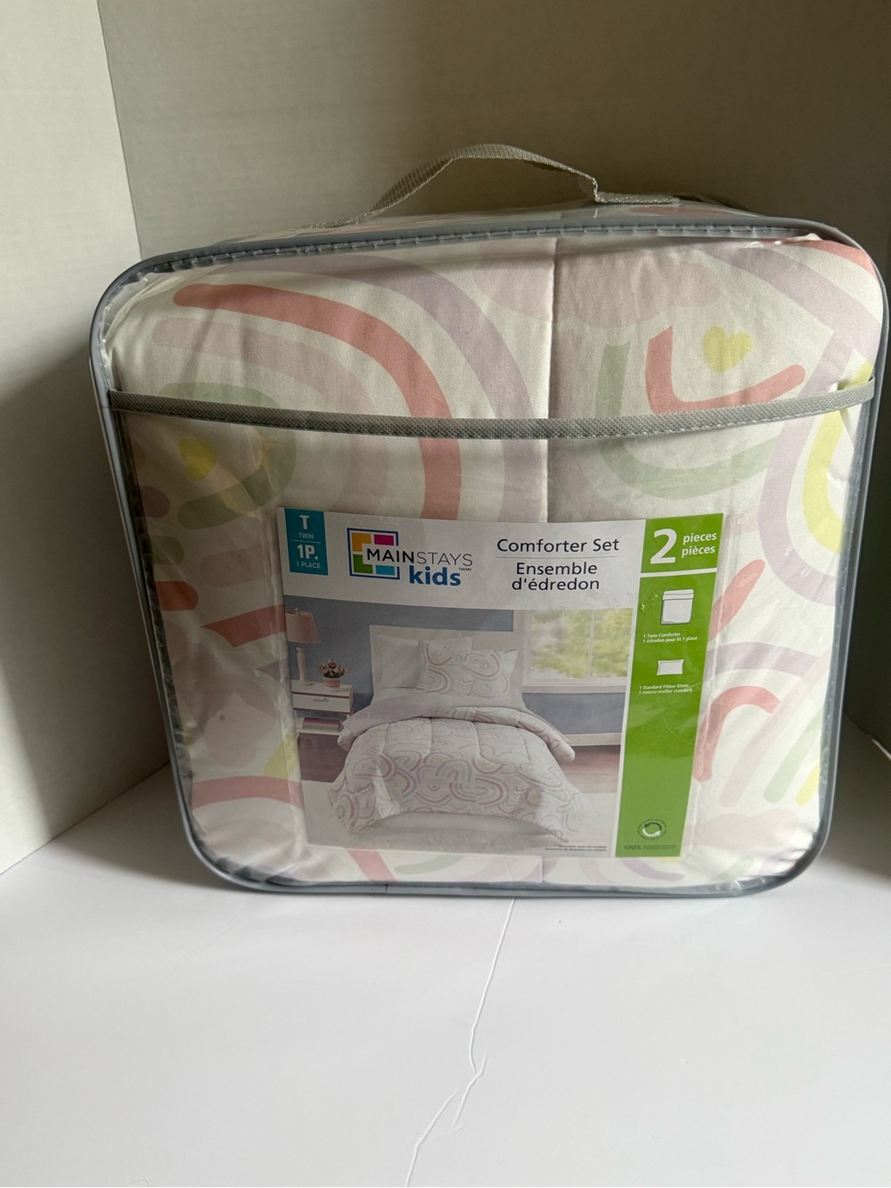 Mainstays Kids Twin Twin Comforter Set 2 Piece Boho Pastel Rainbow Brand New